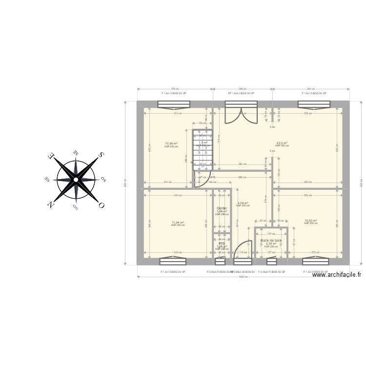 ML24001365. Plan de 9 pièces et 74 m2