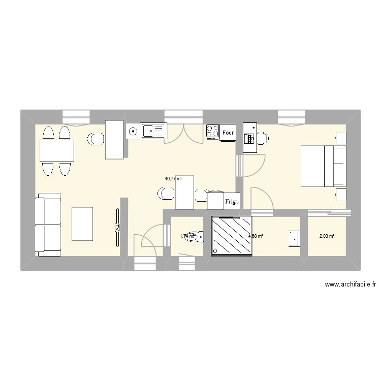 2TNE haron belkhiri. Plan de 4 pièces et 49 m2