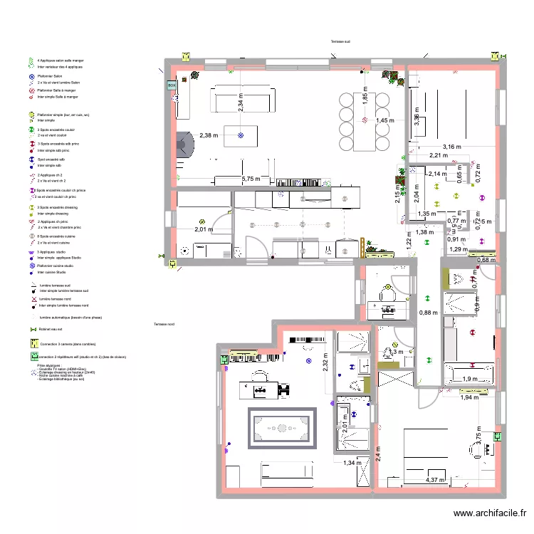 Maison EE final Electricit&eacute;. Plan de 1  et 29 m²