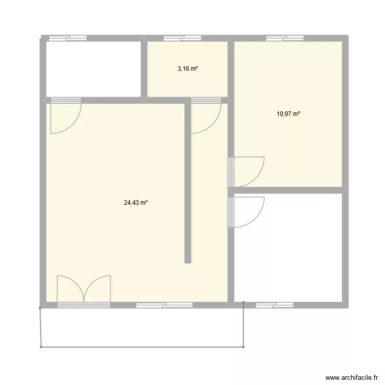 plan maman Emilienne. Plan de 3 Pièces et 39 m²