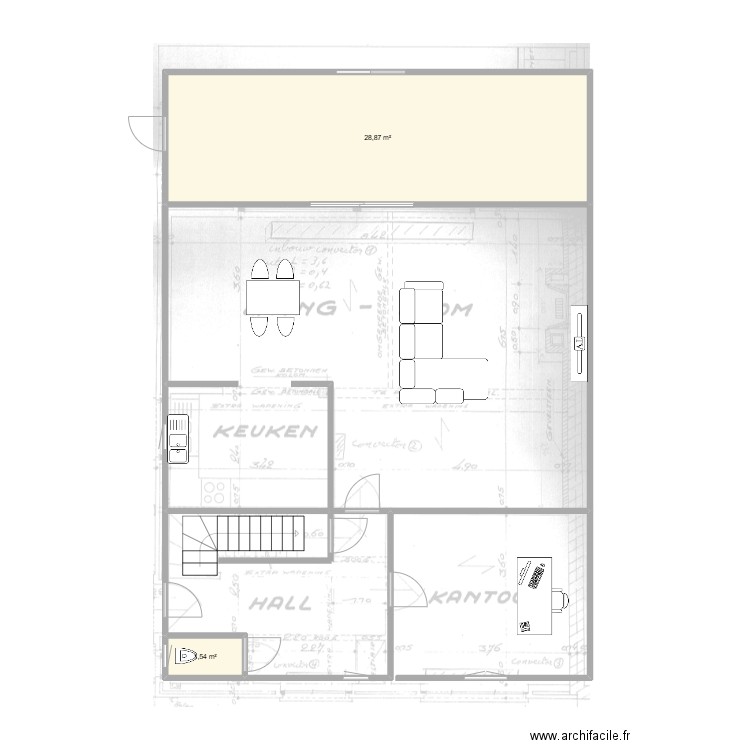 rez. Plan de 2 pièces et 30 m2