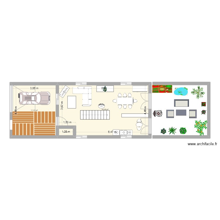 projet. Plan de 2 pièces et 36 m2