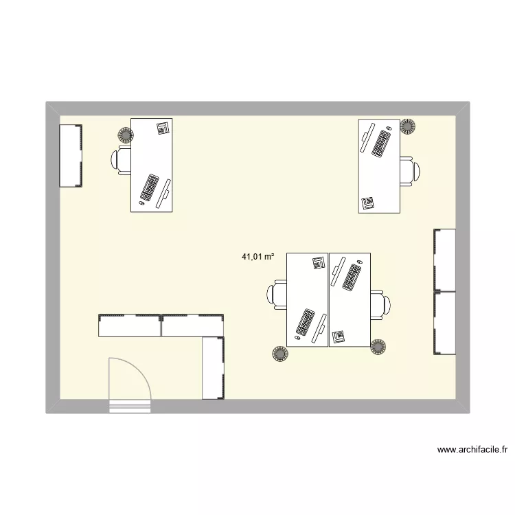 bureau admin. Plan de 1  et 41 m²