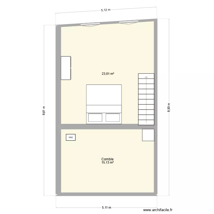 combles. Plan de 2 et 39 m² combles. Plan de 2 et 39 m²