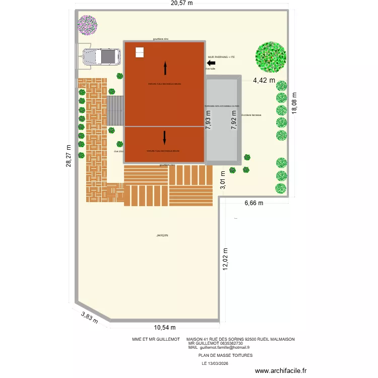 PLAN DE MASSE APRES EXTENSION. Plan de 5  et 633 m²