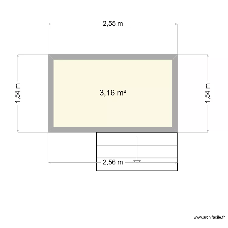 Balcon Marie Haguen. Plan de 1  et 3 m²