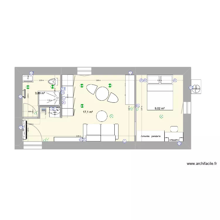 Appartement 32. Plan de 3  et 30 m²