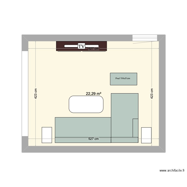 La rémondière - TV Room V2. Plan de 1 pièce et 22 m2