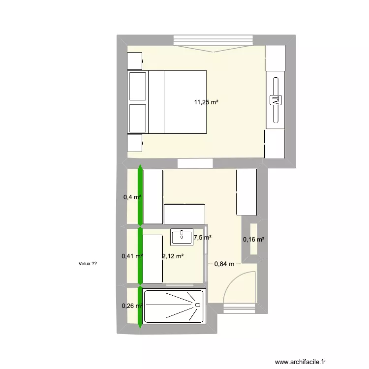 Lasne Ravet chambre v2- sdb wc. Plan de 7 et 22 m² Lasne Ravet chambre v2- sdb wc. Plan de 7 et 22 m²