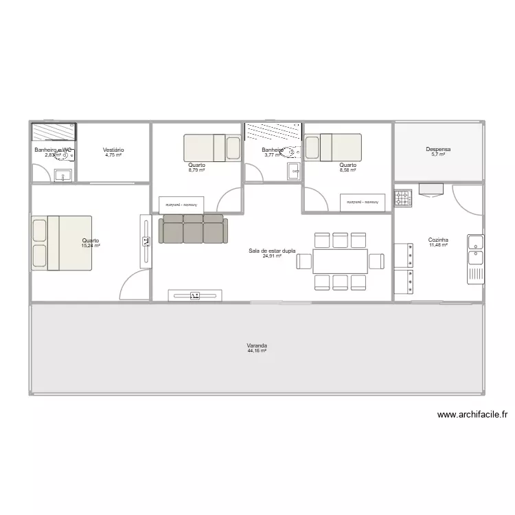 casa chacara. Plan de 10 Pièces et 130 m² casa chacara. Plan de 10 Pièces et 130 m²