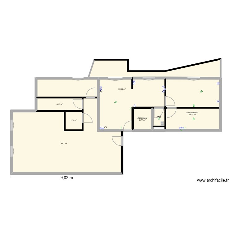 Appartement Saint-Géry A etB. Plan de 7 pièces et 114 m2