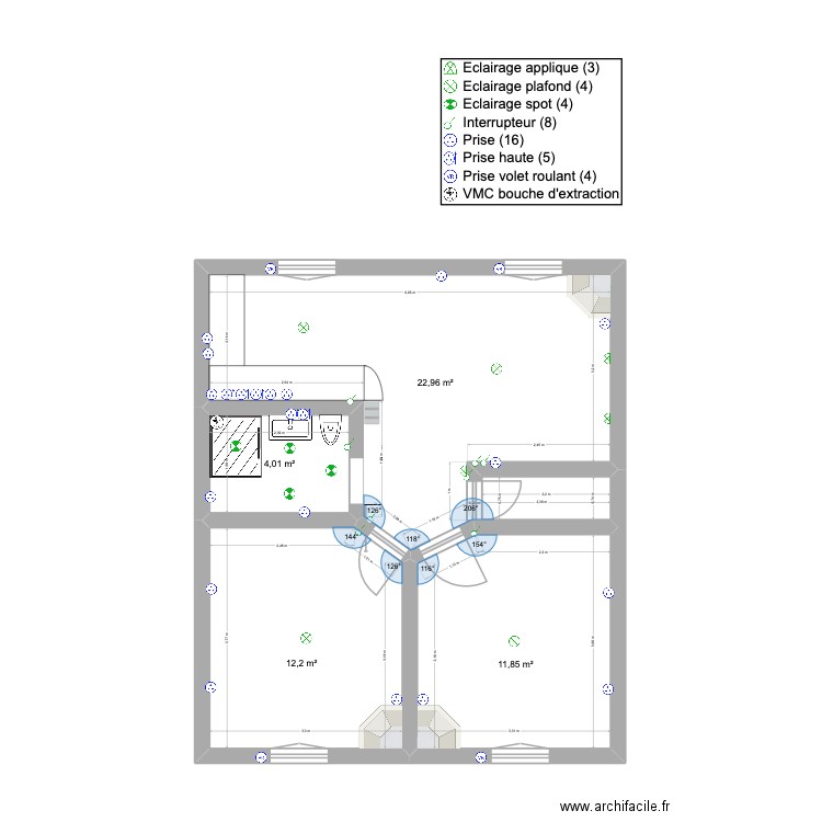 st mich 1er etage electrique. Plan de 4 pièces et 51 m2