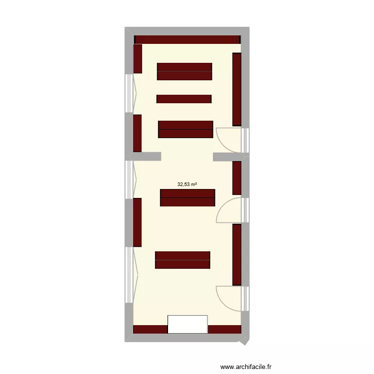 biblioth&egrave;que. Plan de 1  et 33 m²