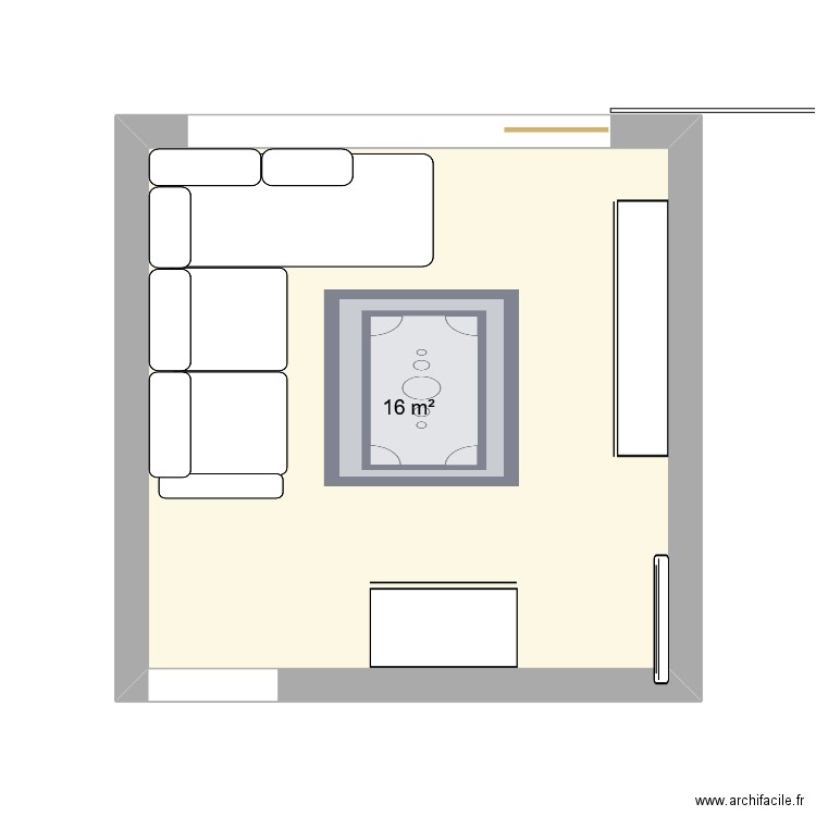 SALON 2. Plan de 1 pièce et 16 m2