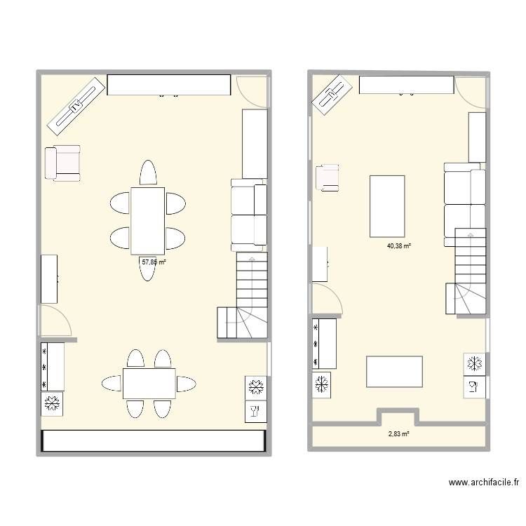 nord. Plan de 3 pièces et 101 m2