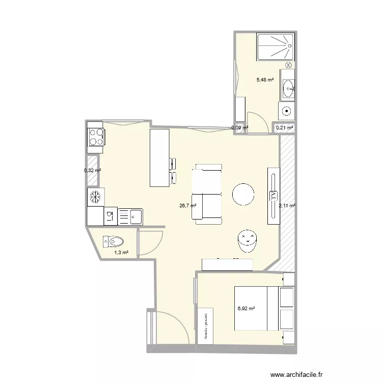 Jarente - Projet 2. Plan de 8  et 43 m²