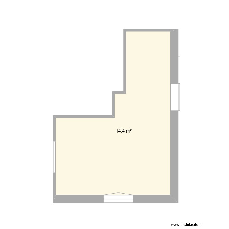 Cuisine vide. Plan de 1 pièce et 14 m2