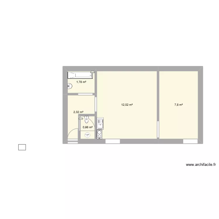 f2 stalingrad. Plan de 5  et 25 m²