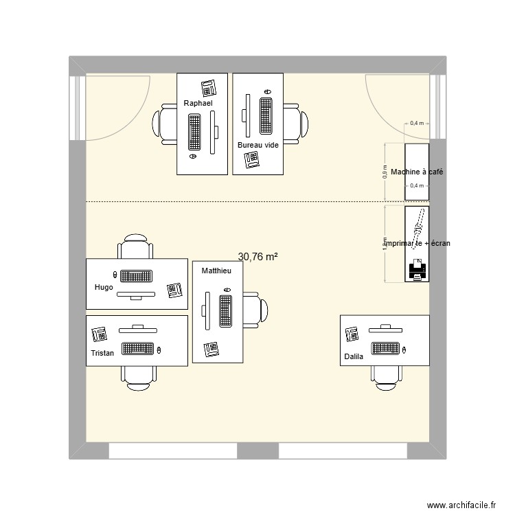 Grand Bureau Semia v2 - Grand bureau. Plan de 1 pièce et 31 m2
