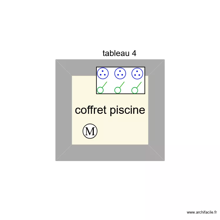 coffret piscine. Plan de 1  et 1 m²