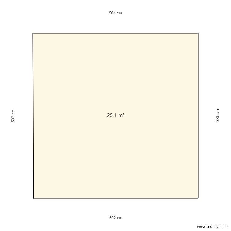 Brives Pia. Plan de 1 pièce et 25 m2