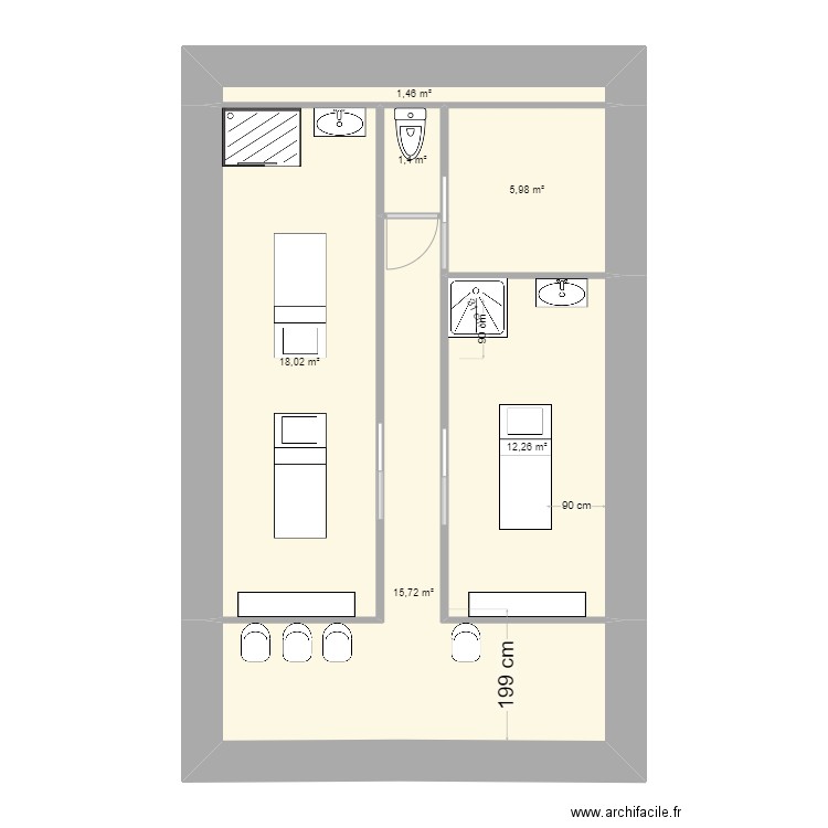 Institut MFB version 3. Plan de 6 pièces et 55 m2