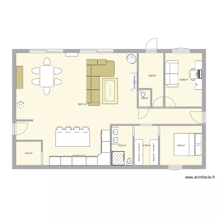 maison 290326. Plan de 7  et 100 m²