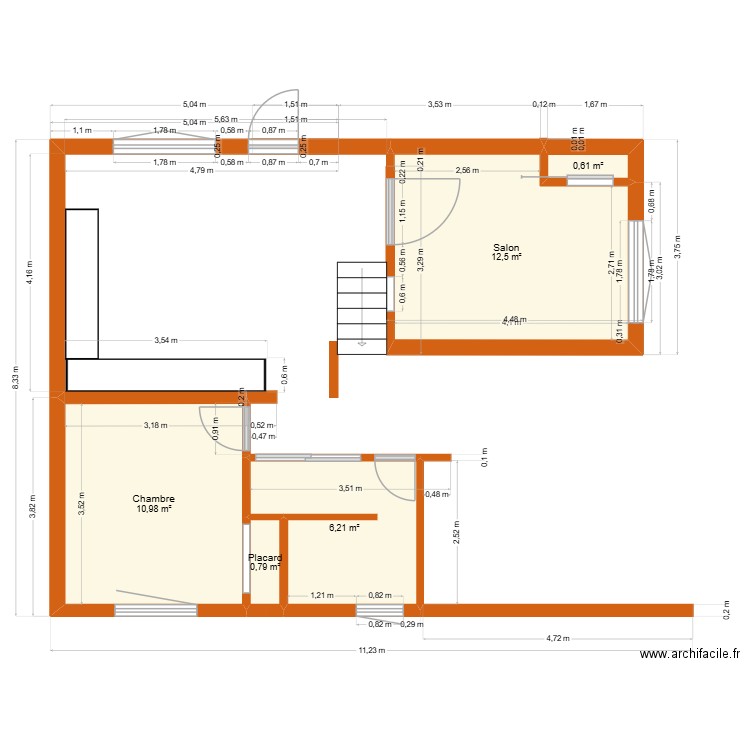 Plan maison 6 1/2 rdc. Plan de 3 pièces et 24 m2