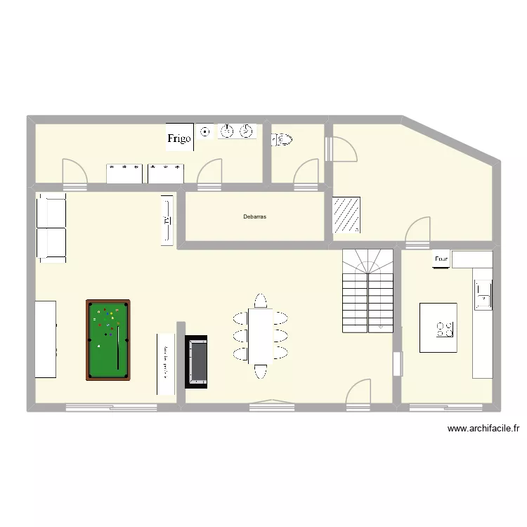 Plan Rudy RDC. Plan de 6 pièces et 125 m²