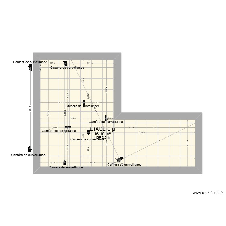 ETAGE C. Plan de 1 pièce et 16 m2