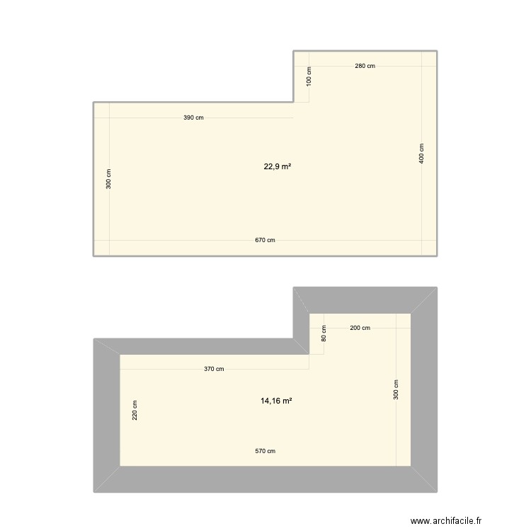 Plan Piscine. Plan de 2 pièces et 37 m2