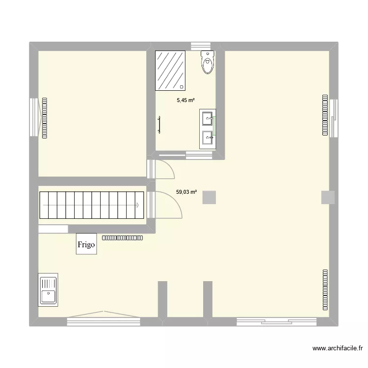 MAISON BAS. Plan de 2  et 64 m²
