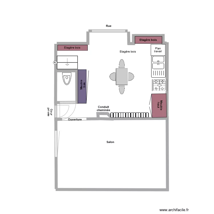 Cuisine am&eacute;nag&eacute;e. Plan de 