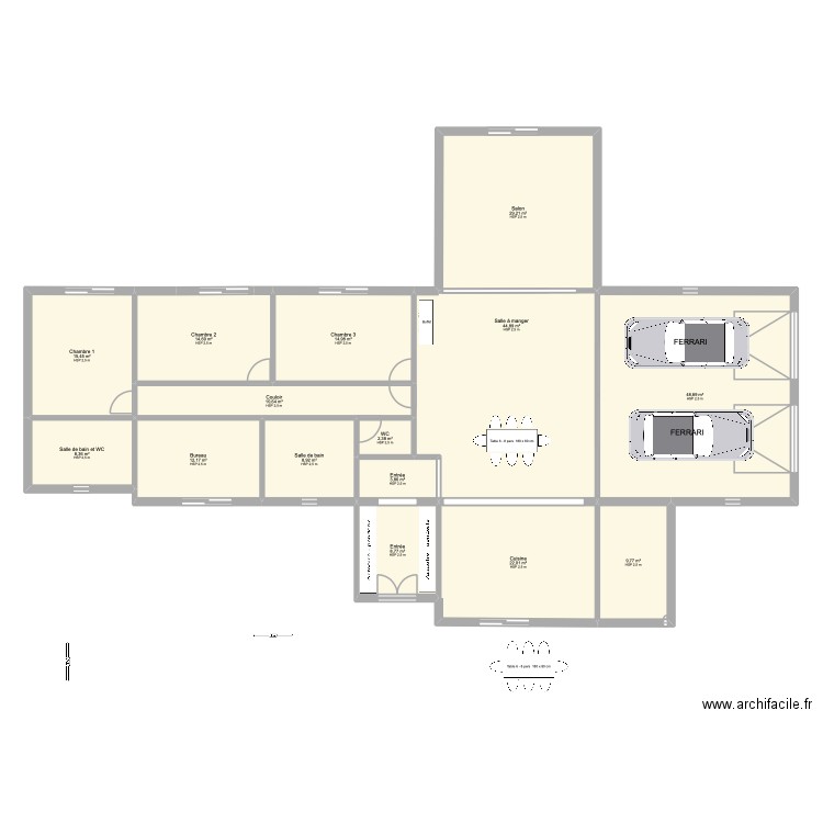 terrain christian 3. Plan de 15 pièces et 255 m2
