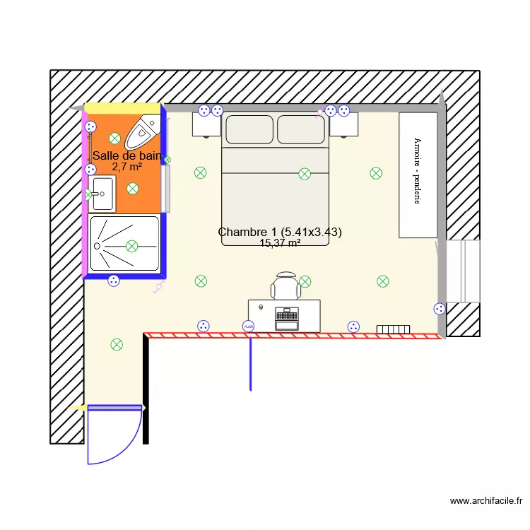 Projet chambre 1 / 24 Aout 26. Plan de 2 et 18 m² Projet chambre 1 / 24 Aout 26. Plan de 2 et 18 m²