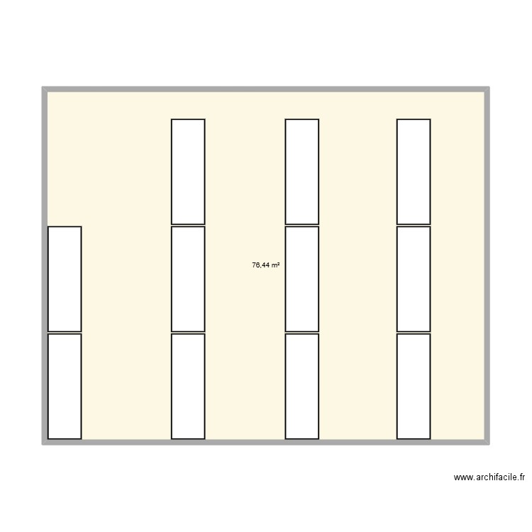 Crémaillère. Plan de 1 pièce et 76 m2
