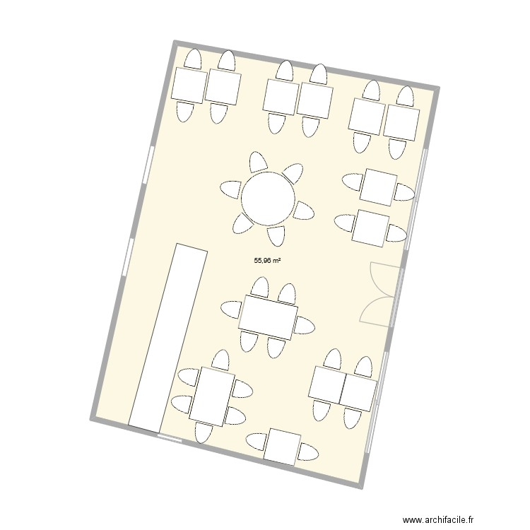 RESTO. Plan de 1 pièce et 56 m2