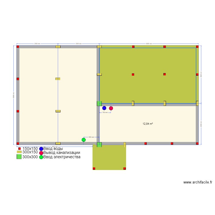 Баня Сваи 1. Plan de 4 pièces et 61 m2
