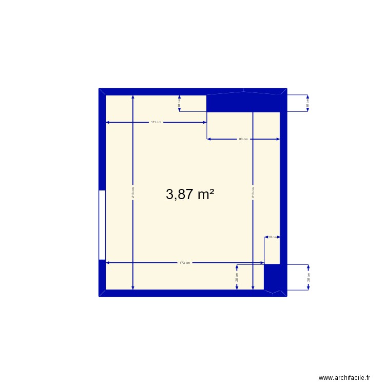 Salle de Bain. Plan de 1 pièce et 4 m2