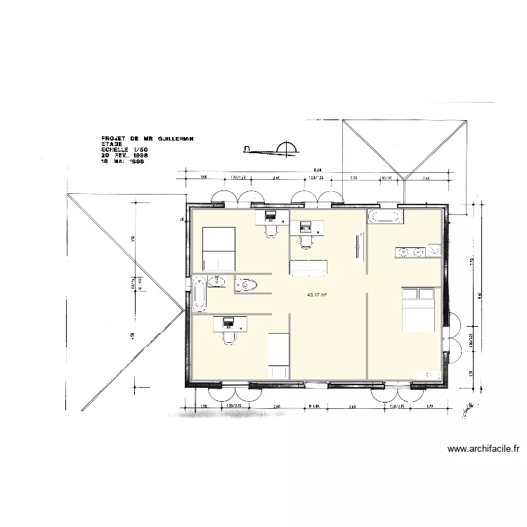 pdjhaut. Plan de 1 pièce et 43 m²