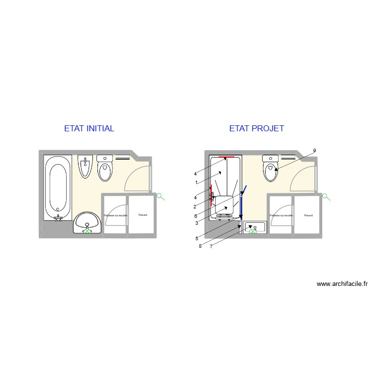 JAMES LEILA. Plan de 5 pièces et 9 m2