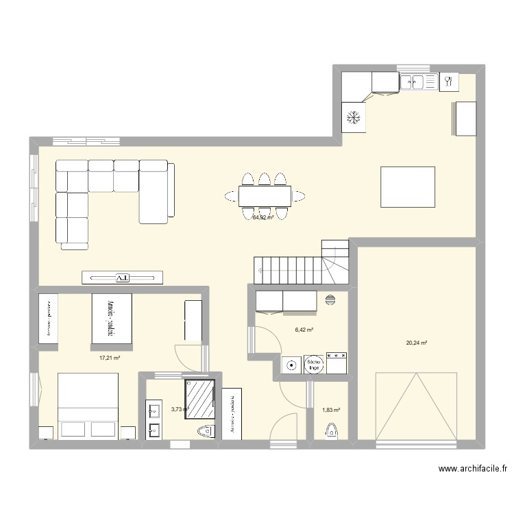Maison 3. Plan de 6 pièces et 114 m2