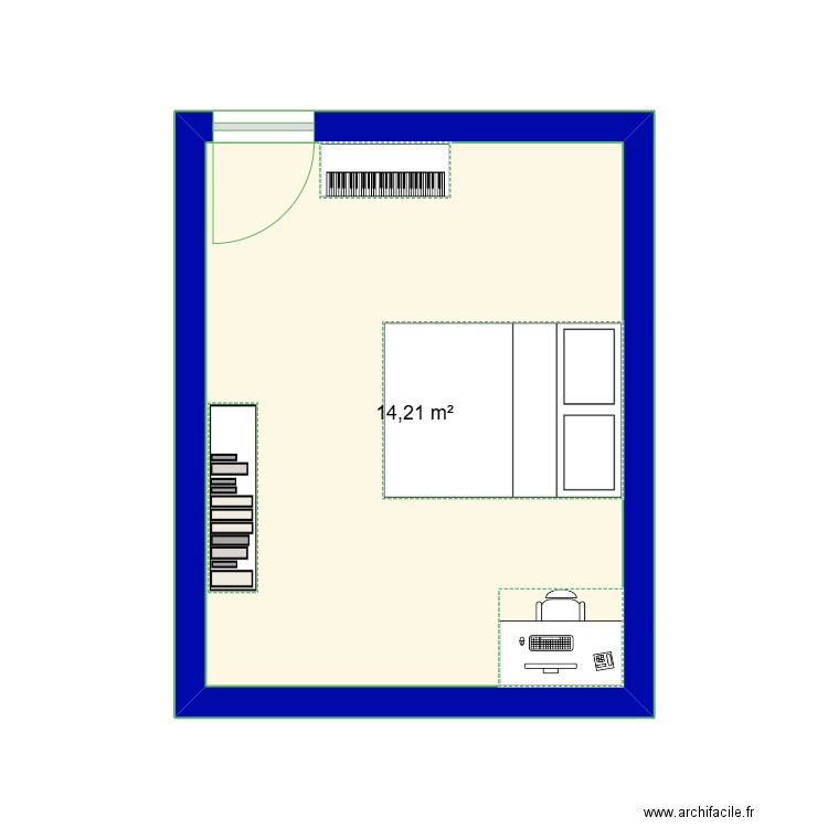 chambre yaya. Plan de 1 pièce et 14 m2