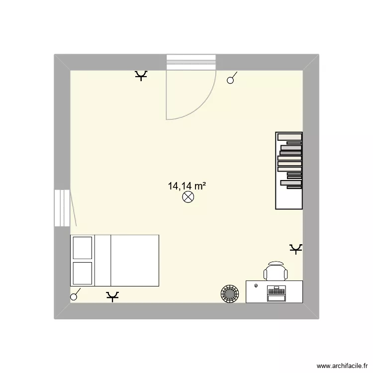 shema architectural projet porte ouverte. Plan de 1  et 14 m²