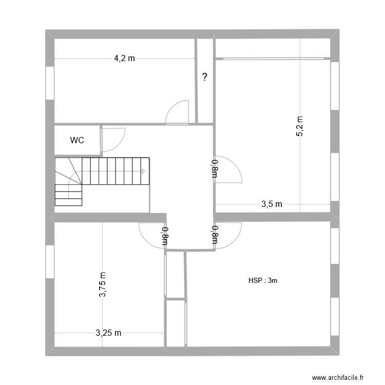 RIZZO 1er avec mesure. Plan de 4 pièces et 34 m2