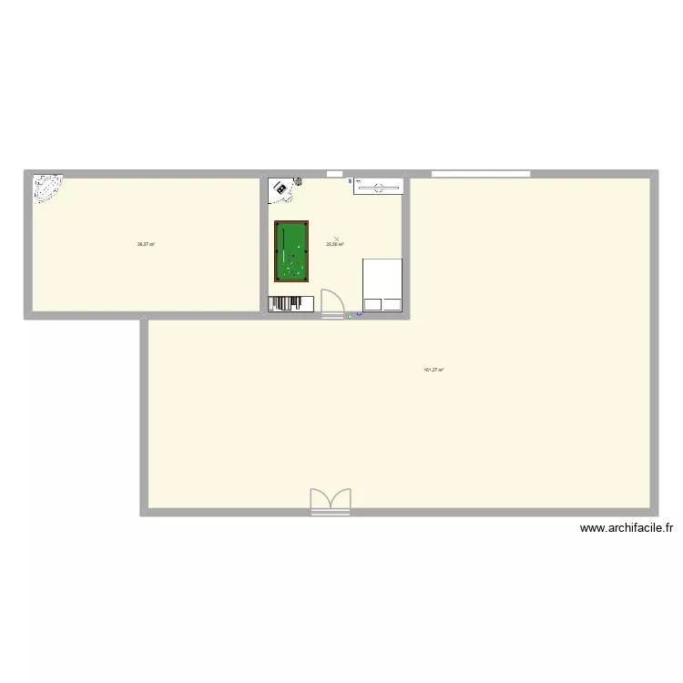 T3 avec objectif de faire toute maison. Plan de 3  et 222 m²