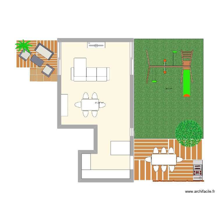 Agrandissement maison. Plan de 0 pièce et 0 m2