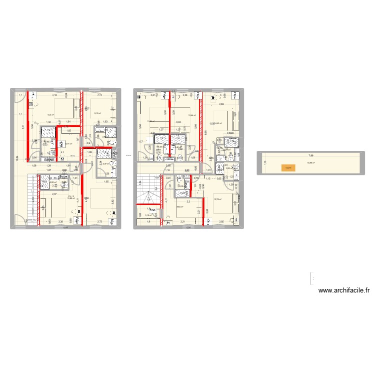 Plan extension v mur porteurs. Plan de 0 pièce et 0 m2