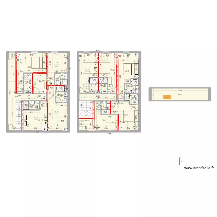 Plan extension v mur porteurs. Plan de 28 et 182 m² Plan extension v mur porteurs. Plan de 28 et 182 m²