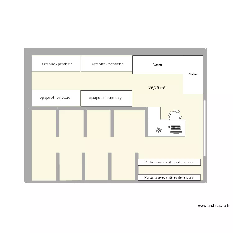 Ecole. Plan de 1 Pièce et 26 m² Ecole. Plan de 1 Pièce et 26 m²